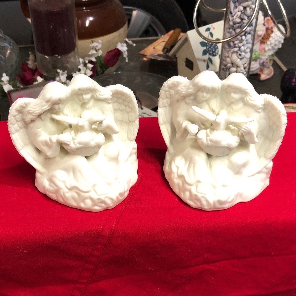 White Angel Figurine Candle Holders